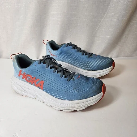 HOKA One One Rincon 3 Trail Shoe Mens 10 D, Blue Orange White Sneaker Walking - Picture 7 of 14
